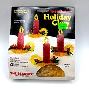 The Beadery Holiday Glow Kit Makes 4 Beaded Candle Ornaments DIY Craft 1988 Made